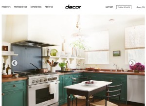 How dacor.com looks like on a tablet such as an iPad.