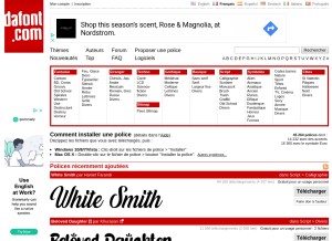 How dafont.com looks like on a tablet such as an iPad.