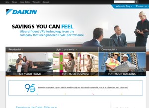 How daikinac.com looks like on a tablet such as an iPad.