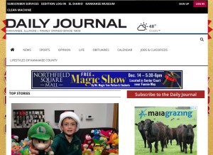 How daily-journal.com looks like on a tablet such as an iPad.