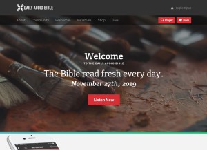 How dailyaudiobible.com looks like on a tablet such as an iPad.