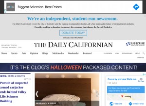 How dailycal.org looks like on a tablet such as an iPad.