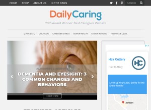 How dailycaring.com looks like on a tablet such as an iPad.
