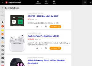 How dailydealsfeed.com looks like on a tablet such as an iPad.