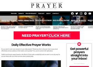 How dailyeffectiveprayer.org looks like on a tablet such as an iPad.