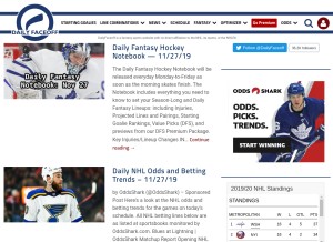 How dailyfaceoff.com looks like on a tablet such as an iPad.