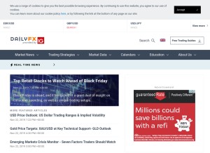 How dailyfx.com looks like on a tablet such as an iPad.