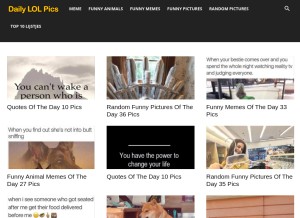 How dailylolpics.com looks like on a tablet such as an iPad.