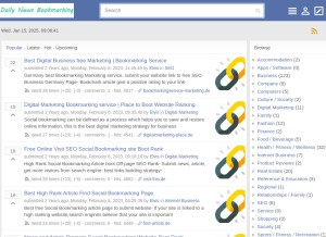 How dailynews-bookmarking.com looks like on a tablet such as an iPad.