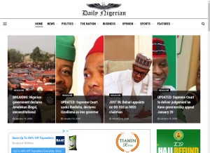 How dailynigerian.com looks like on a tablet such as an iPad.