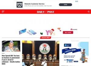 How dailypost.ng looks like on a tablet such as an iPad.