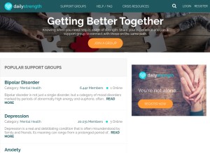 How dailystrength.org looks like on a tablet such as an iPad.