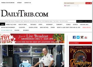 How dailytrib.com looks like on a tablet such as an iPad.