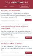 How dailywritingtips.com looks like on a mobile device such as an iPhone.