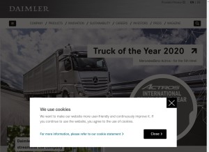 How daimler.com looks like on a tablet such as an iPad.