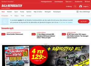 How dalademokraten.se looks like on a tablet such as an iPad.