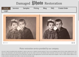 How damagedphotorestoration.com looks like on a tablet such as an iPad.