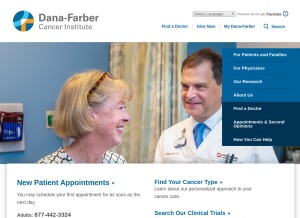 How dana-farber.org looks like on a tablet such as an iPad.