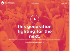 How dancemarathon.com looks like on a tablet such as an iPad.