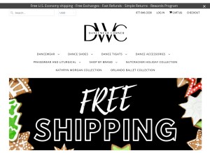 How dancewearcorner.com looks like on a tablet such as an iPad.