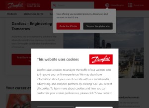 How danfoss.com looks like on a tablet such as an iPad.