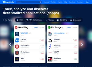 How dappradar.com looks like on a tablet such as an iPad.