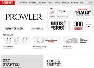 How darebee.com looks like on a tablet such as an iPad.