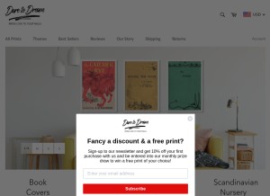 How daretodreamprints.com looks like on a tablet such as an iPad.