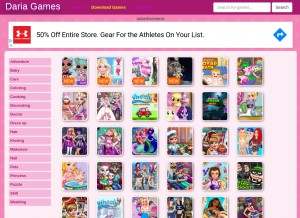 How dariagames.com looks like on a tablet such as an iPad.