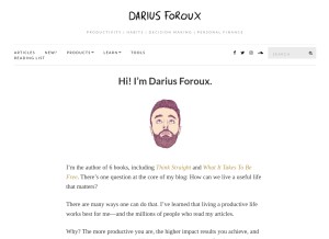 How dariusforoux.com looks like on a tablet such as an iPad.