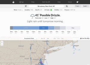 How darksky.net looks like on a tablet such as an iPad.