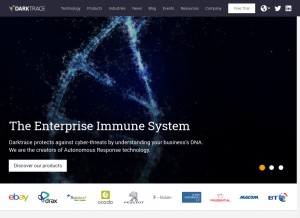 How darktrace.com looks like on a tablet such as an iPad.