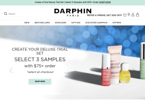 How darphin.com looks like on a tablet such as an iPad.