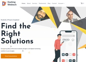 How dashingwebtech.in looks like on a tablet such as an iPad.