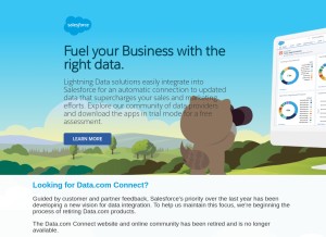 How data.com looks like on a tablet such as an iPad.