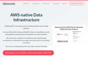 How datacoral.com looks like on a tablet such as an iPad.