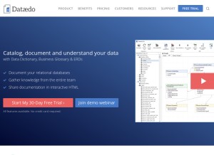 How dataedo.com looks like on a tablet such as an iPad.