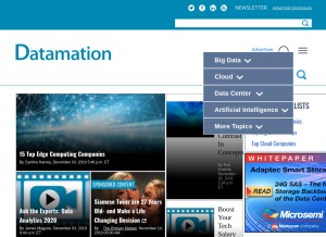 How datamation.com looks like on a tablet such as an iPad.