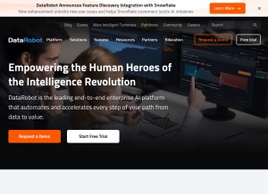 How datarobot.com looks like on a tablet such as an iPad.