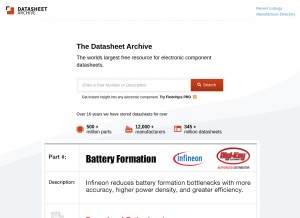 How datasheetarchive.com looks like on a tablet such as an iPad.