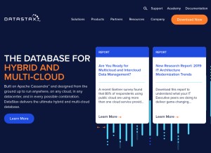 How datastax.com looks like on a tablet such as an iPad.