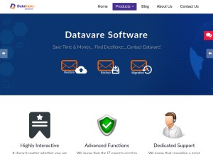 How datavare.com looks like on a tablet such as an iPad.