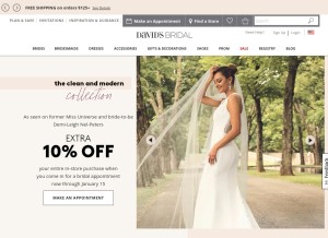 How davidsbridal.com looks like on a tablet such as an iPad.