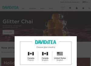 How davidstea.com looks like on a tablet such as an iPad.