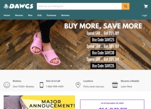 How dawgsfootwear.com looks like on a tablet such as an iPad.