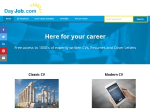 How dayjob.com looks like on a tablet such as an iPad.