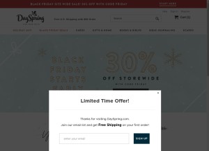 How dayspring.com looks like on a tablet such as an iPad.