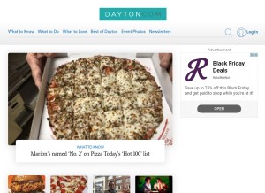 How dayton.com looks like on a tablet such as an iPad.