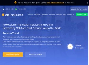 How daytranslations.com looks like on a tablet such as an iPad.