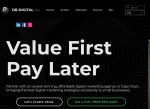 How dbdigital.co.za looks like on a tablet such as an iPad.